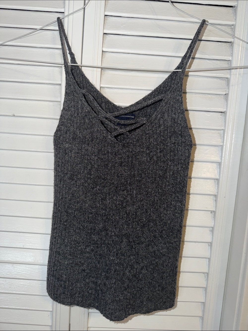 American Eagle Outfitters Dark Charcoal Ribbed Knit Cami
